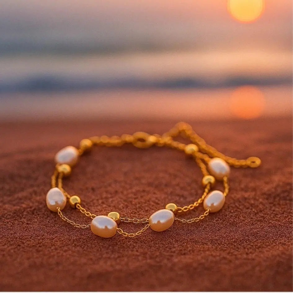 Rimah | Bracciale Dorato con Perle ISDM IT